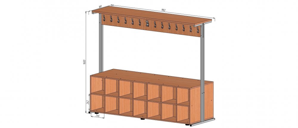 Вешалка 1900х640х1600 28 мест